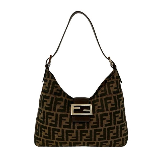 FENDI Mamma Bucket FF logo pattern leather canvas semi-shoulder bag handbag b... - Picture 1 of 10